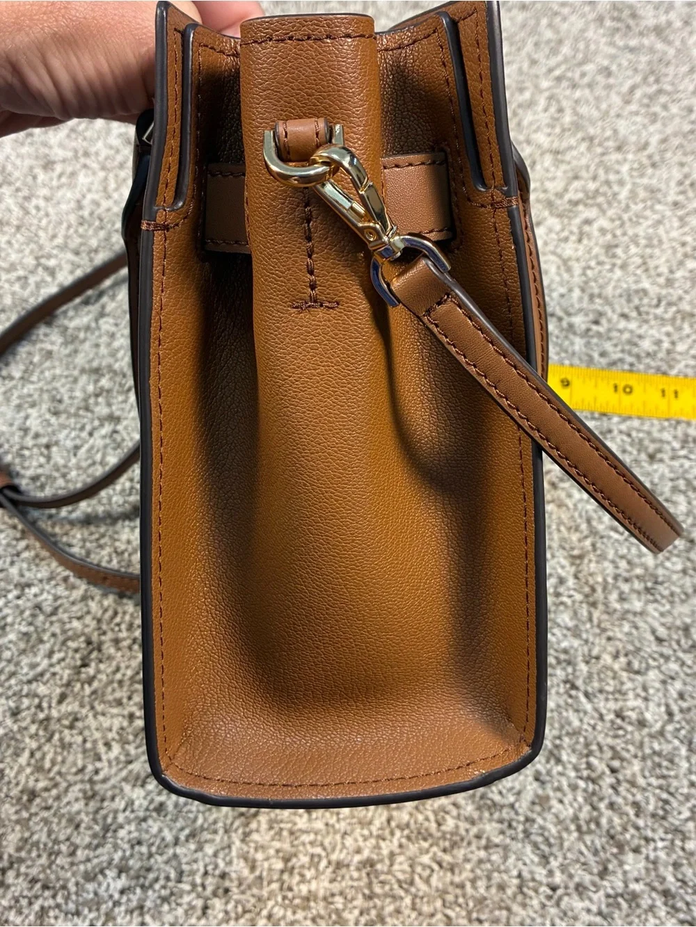 Michael Kors Hamilton Brown Leather Satchel with Gold Hardware